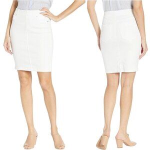 NWT Liverpool Chloe Stretch Denim Pencil Mini Skirt in Bright White Sz. 0/25
